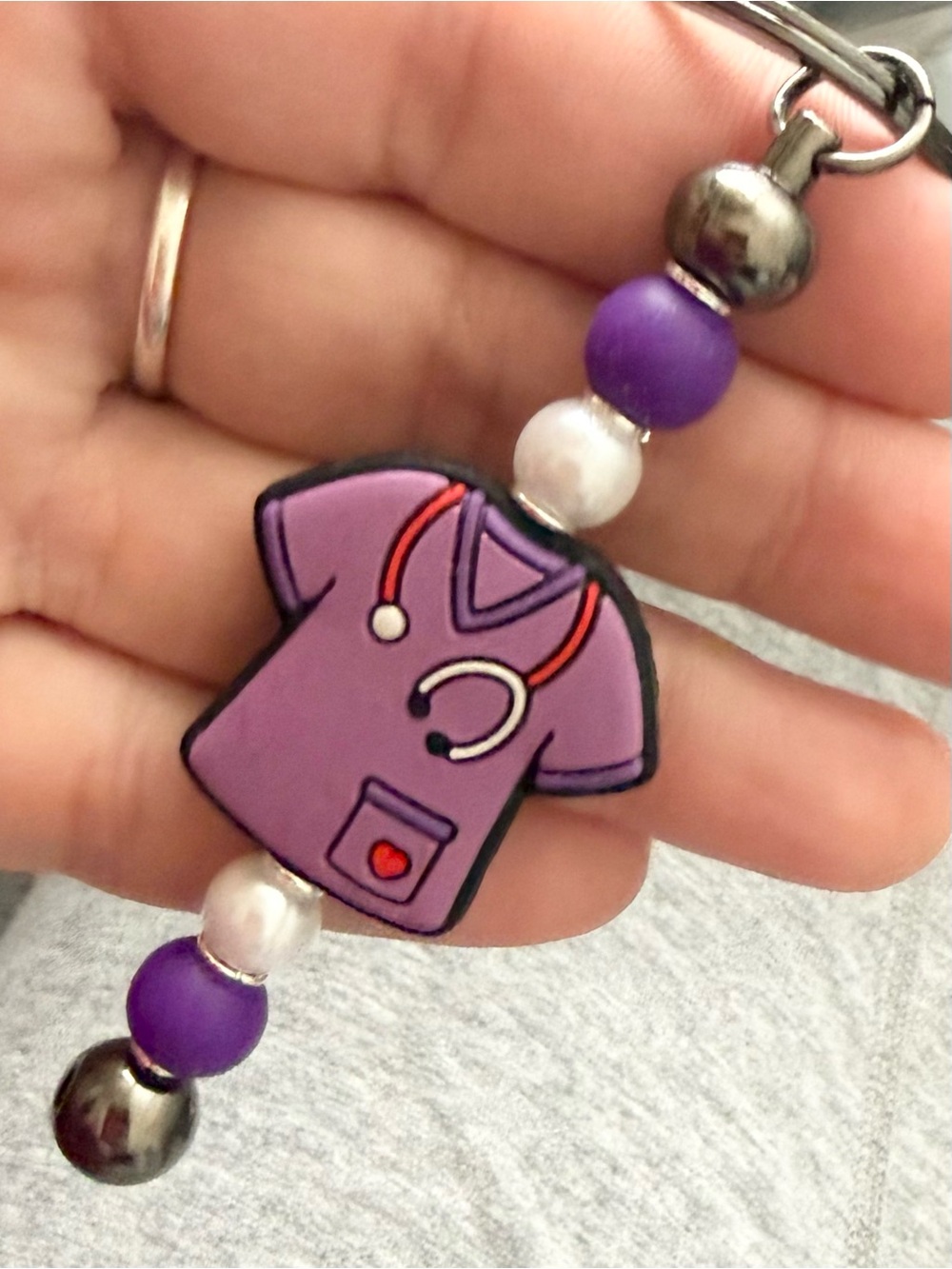 Purple Nurse Scrub Charm Keychain